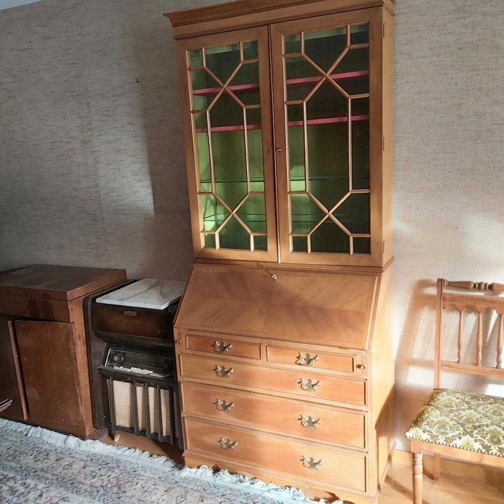 Beau bureau de secrétaire avec vitrine à Chippendale, ., Comme neuf, Enlèvement, .