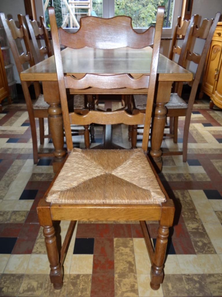 Table SàM + 6 chaises, Maison & Meubles, Ancien, Enlèvement, Utilisé, 50 à 100 cm