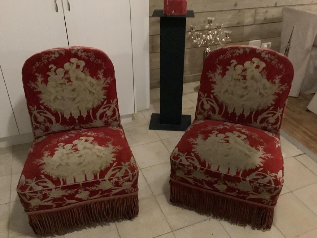 Prachtige fluwelen kasteelzeteltjes 19e eeuw !, Ophalen