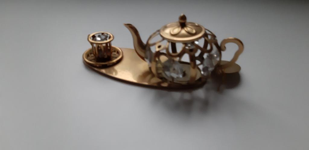 24K gold plated decoratiestuk. Met kristal., Ophalen of Verzenden