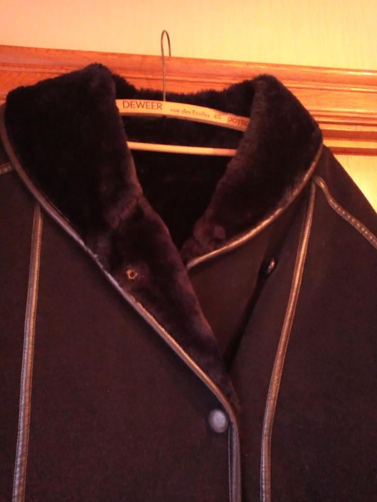 veste en daim doublée fourrure et réversible, Ophalen, Zwart