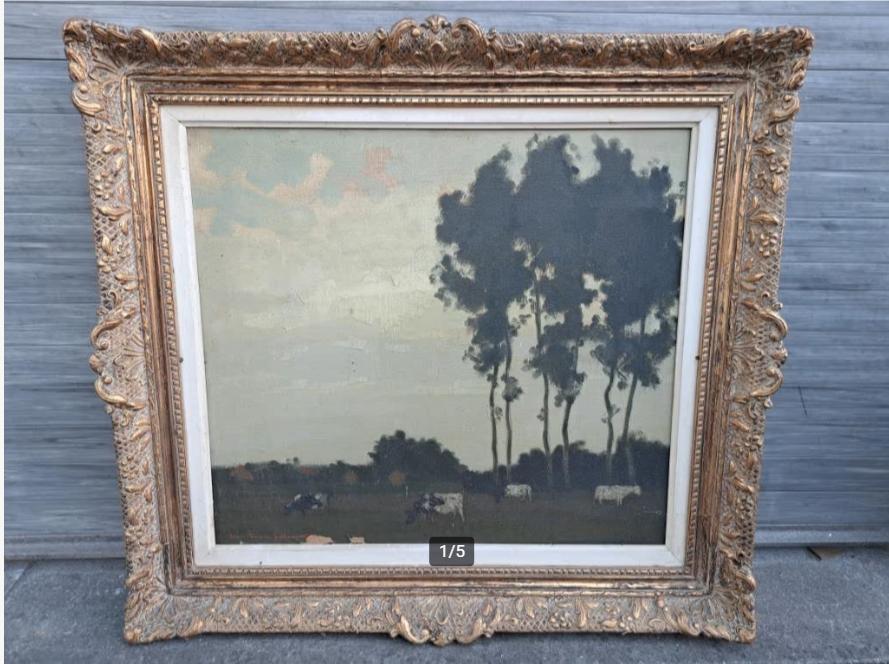 huile sur toile vaches au pres signe, Antiquités & Art, Enlèvement ou Envoi