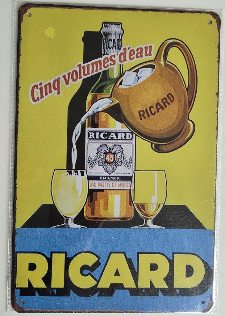 Plaque déco Apéro Ricard, Rhum, vin ... Style emaillée, Collections, Marques & Objets publicitaires, Enlèvement ou Envoi