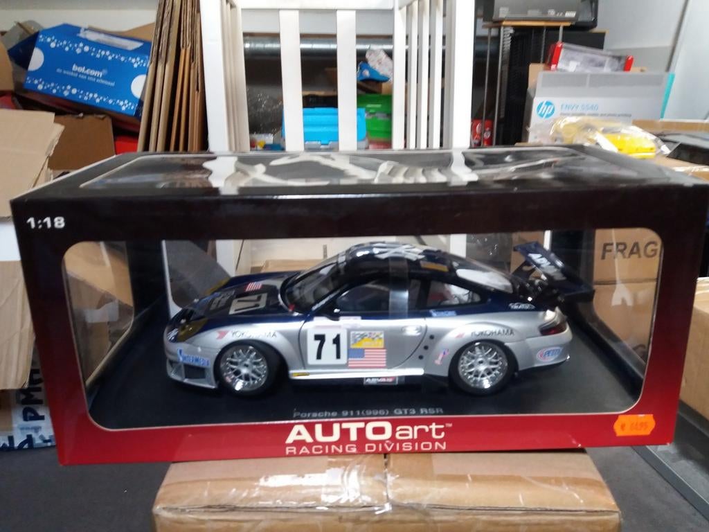 Autoart 1/18 Porsche  911 996 GT3 RSR ALMS ALEX JOB 2005, Ophalen of Verzenden, Zo goed als nieuw, Auto, Autoart