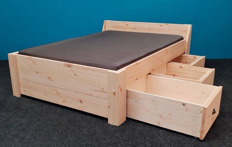 HOUTEN BED met 3 of 6 laden 3 uitvoeringen en 20 matrasmaten, Huis en Inrichting, Slaapkamer | Bedden, Ophalen of Verzenden, Nieuw