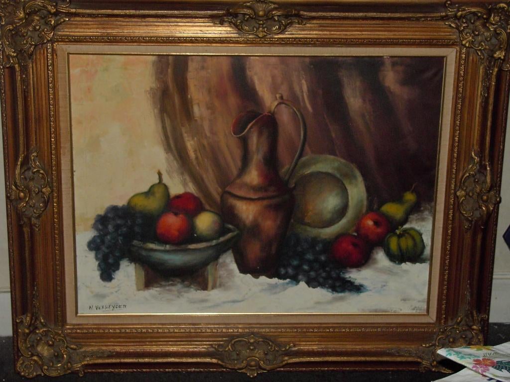 Fruitmand met tinnen bord, Antiek en Kunst, Ophalen