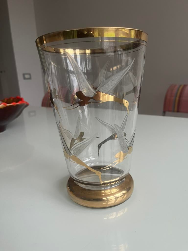 Vase en verre doré à motif de grue — style japonais, Collections, Enlèvement, Comme neuf