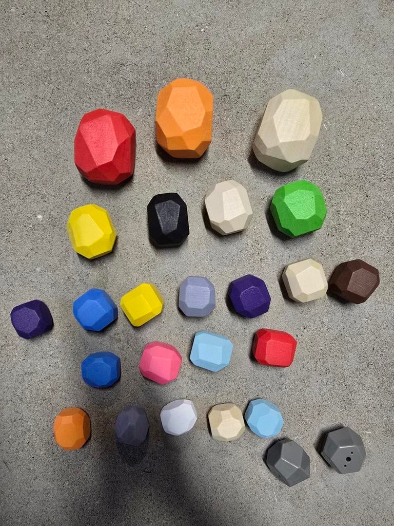 22 Kleurrijke Mini Houten Stapelstenen, Kinderen en Baby's, Ophalen, Gebruikt