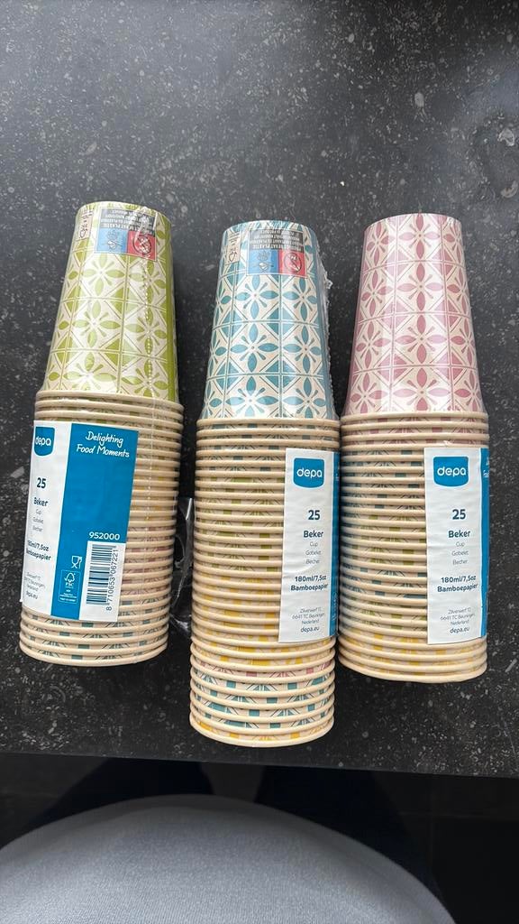 80 gobelets en papier bambou, Enlèvement ou Envoi, Neuf