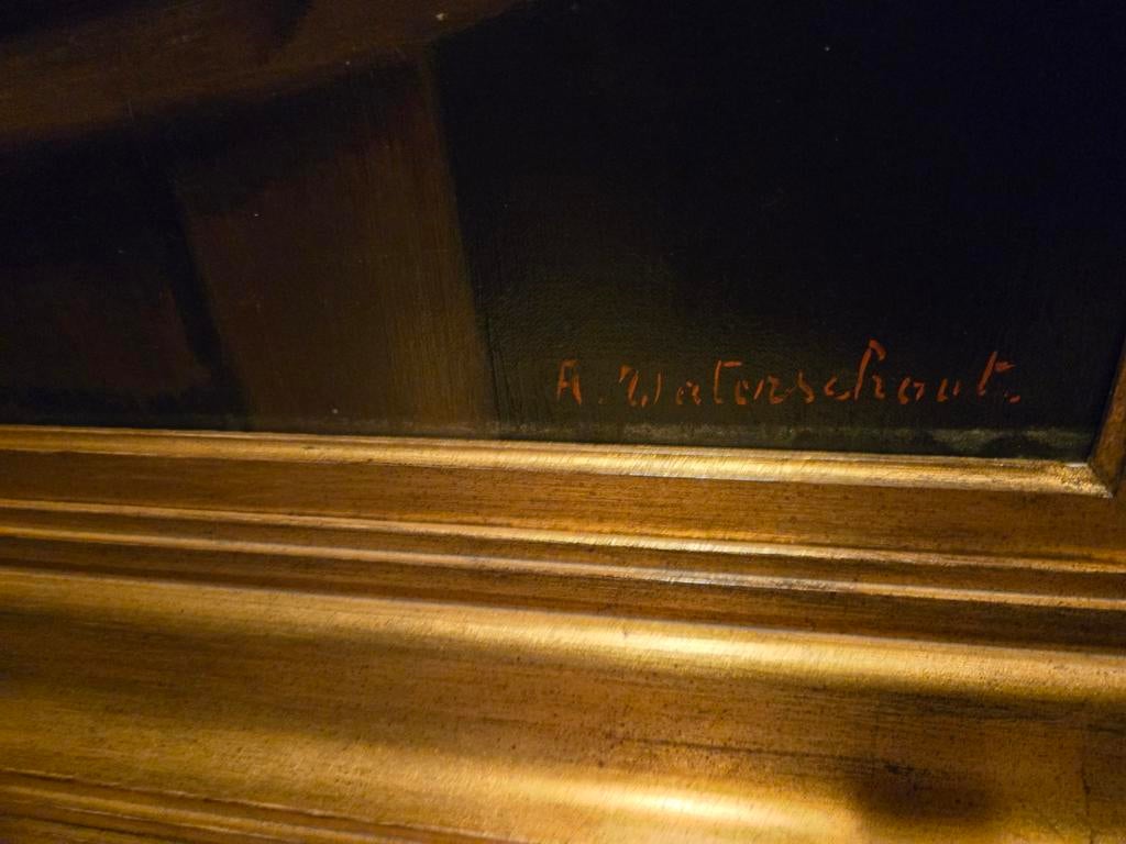 Groot olieverfschilderij stilleven – gesigneerd A. Waterscho, Huis en Inrichting, Stoffering | Gordijnen en Lamellen, Ophalen