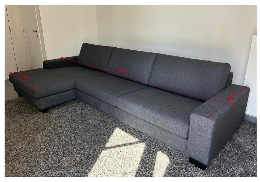 canapé gris anthracite, 75 à 100 cm, 250 à 300 cm, Banc d'angle, Quatre personnes ou plus