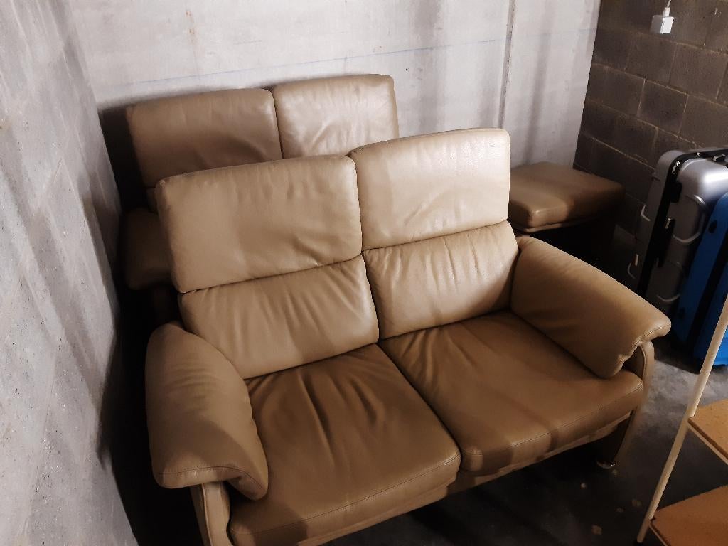 2 x sièges en cuir avec 1 pouf, Enlèvement, Neuf, Cuir