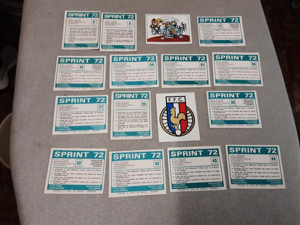 Panini sprint 72 groen/blauw achterkant, Ophalen of Verzenden
