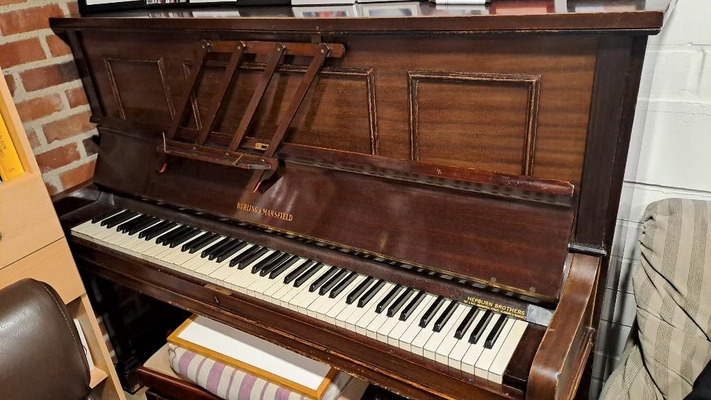 buffetpiano Burling & Mansfield, Muziek en Instrumenten, Ophalen, Gebruikt, Bruin, Piano