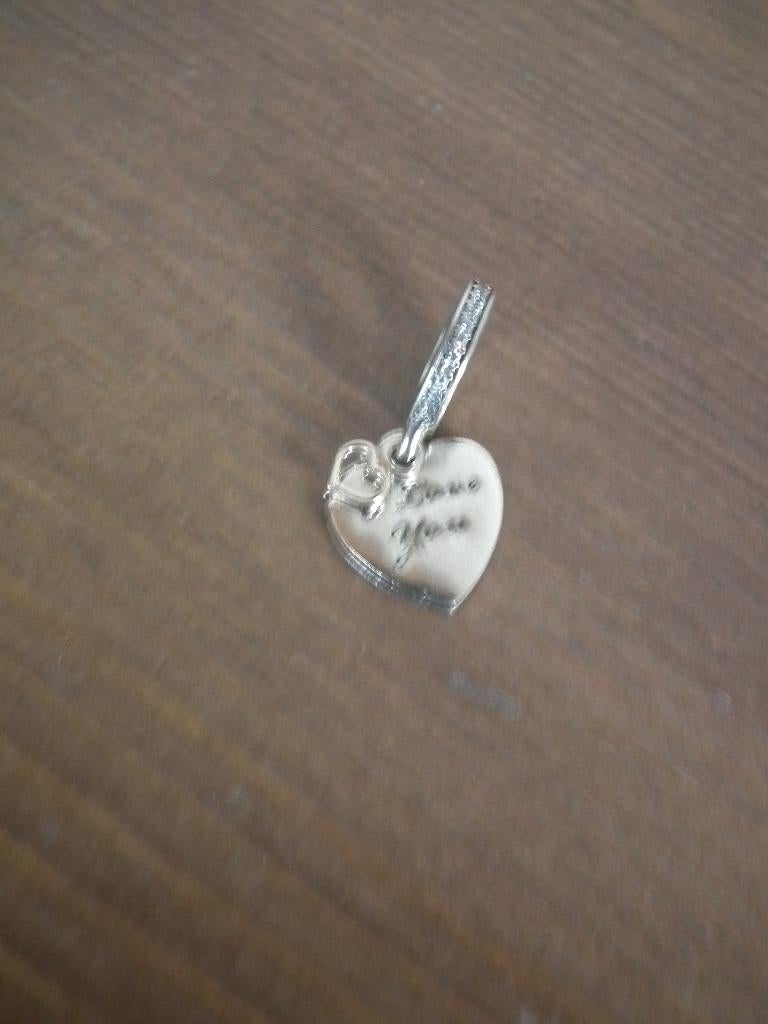 Pendentif Pandora "Love You Forever", Comme neuf, Avec strass, Cœur, Argent
