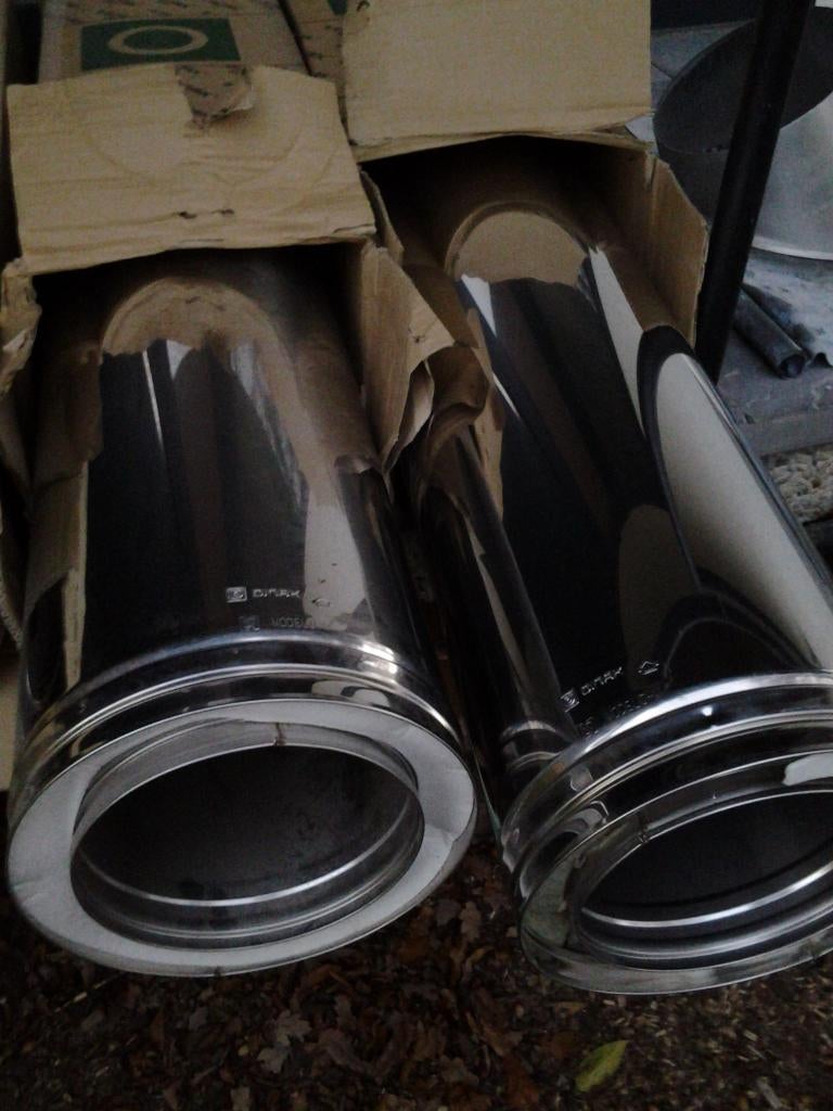 Tuyaux inox double parois et Solin de toit, Bricolage & Construction, Tuyaux & Évacuations, Neuf, Inox, 2 à 4 mètres, Buse droite