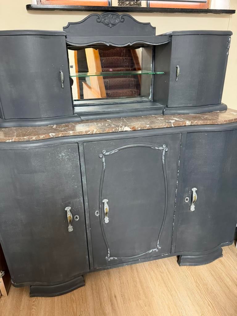 Armoire / Buffet ancien en bois – style vintage, Maison & Meubles, Enlèvement, Comme neuf, Verre