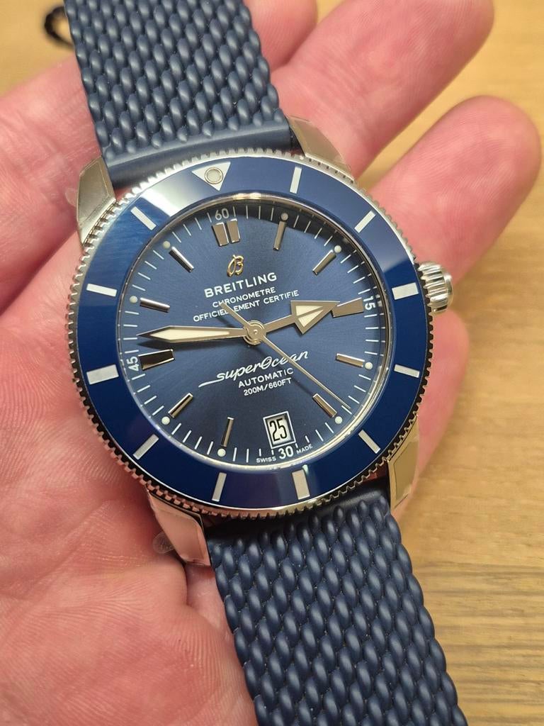 Breitling SuperOcean heritage II B20 42mm AB2010, Ophalen of Verzenden, Blauw