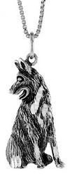 Pendentif en argent en forme de berger allemand, Bijoux, Sacs & Beauté, Neuf, Enlèvement ou Envoi, Animal, Argent