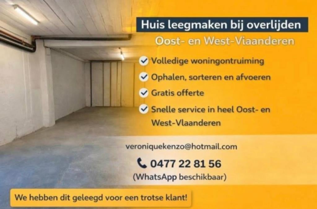 offerte inboedels/huizen legen, Enlèvement