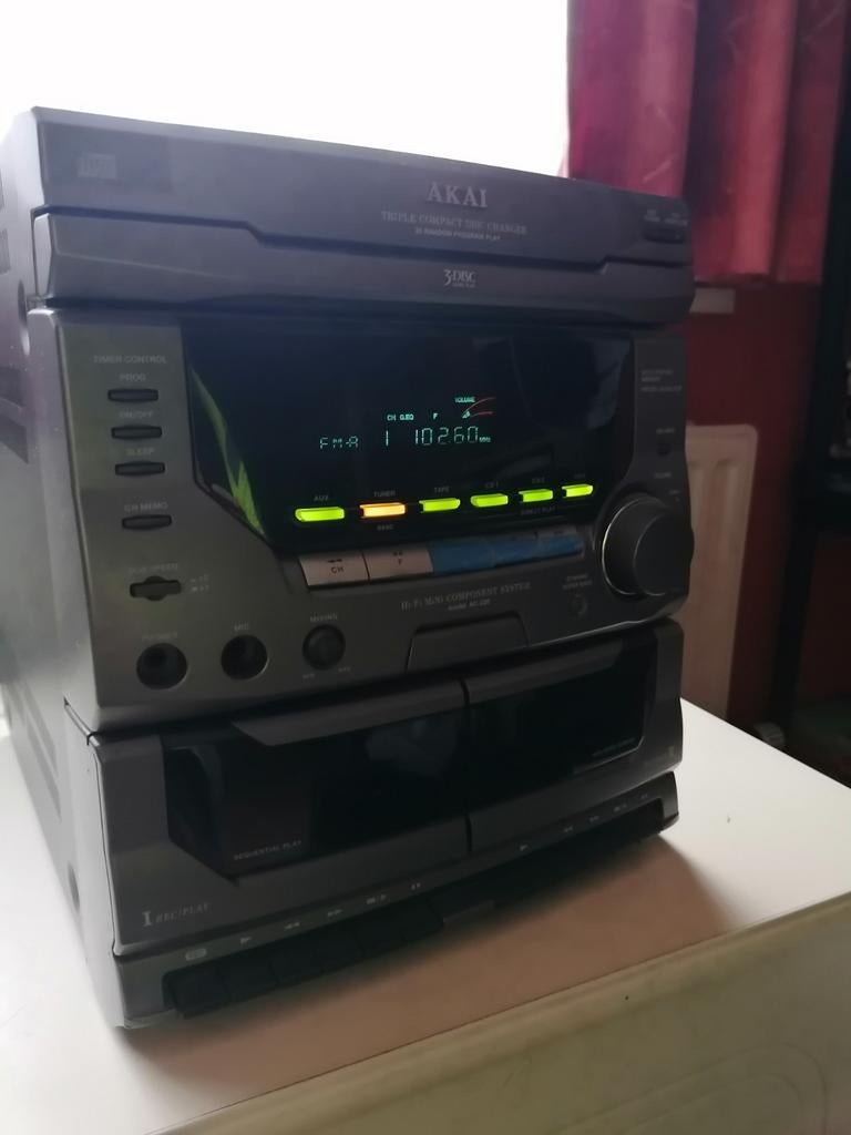 Akai stereoketen - 3x CD - 2x cassette - 60W, Audio, Tv en Foto, Stereoketens, Ophalen, Gebruikt, Tuner of Radio, Akai