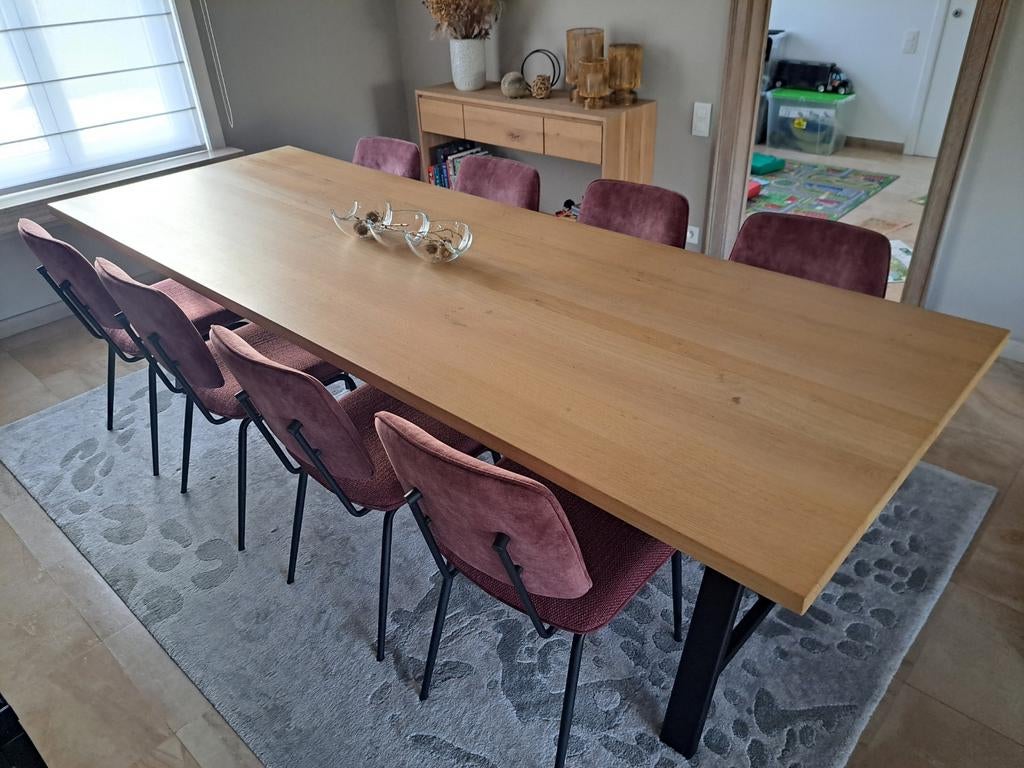 Table de salle à manger en chêne massif 280 x 99, Maison & Meubles, Enlèvement