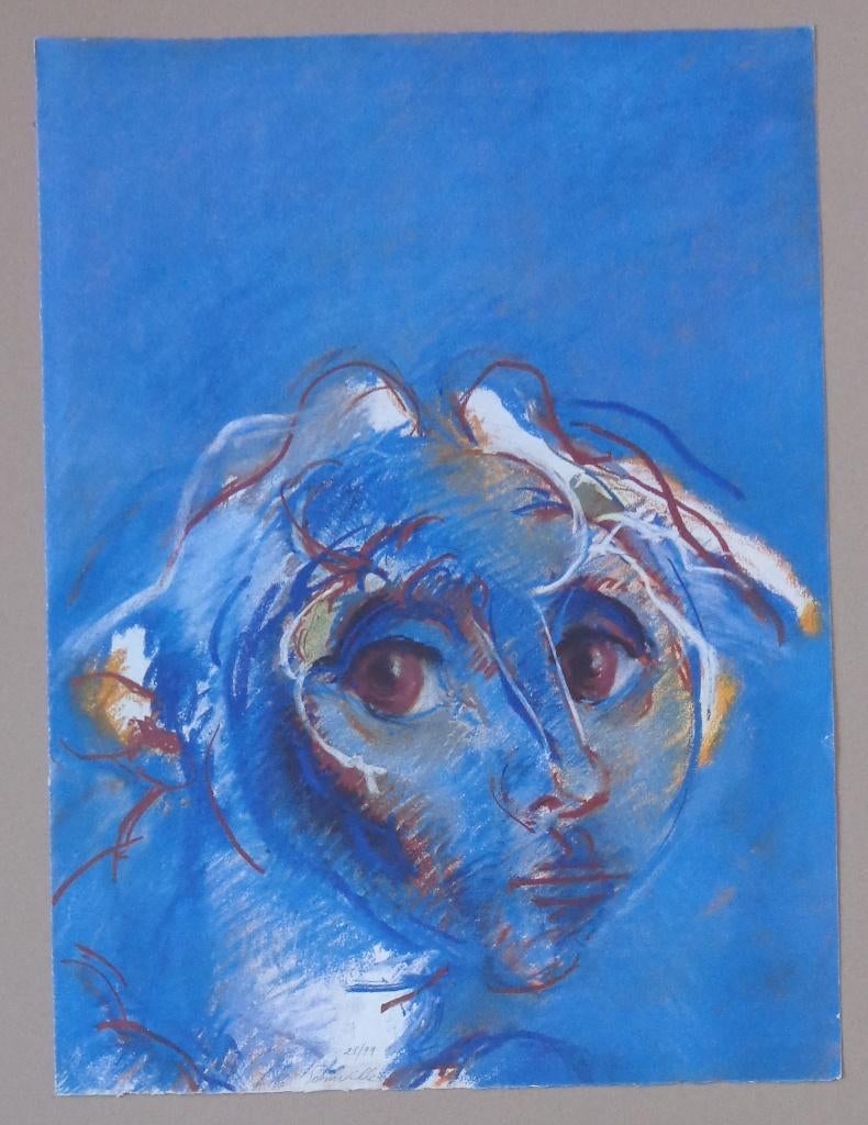 ROGER SOMVILLE / HOOFD / KLEURZEEFDRUK / 76x56cm / SIG, Antiquités & Art, Enlèvement ou Envoi