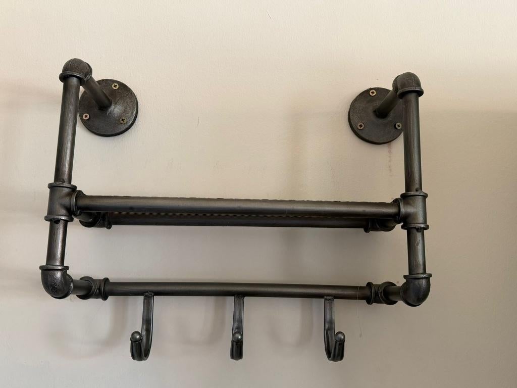 Wandkapstok metaal industrieel, Huis en Inrichting, Woonaccessoires | Kapstokken, Ophalen, Gebruikt, Metaal, Wandkapstok