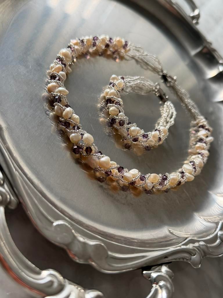 Ketting en armband set, Ophalen, Zilver