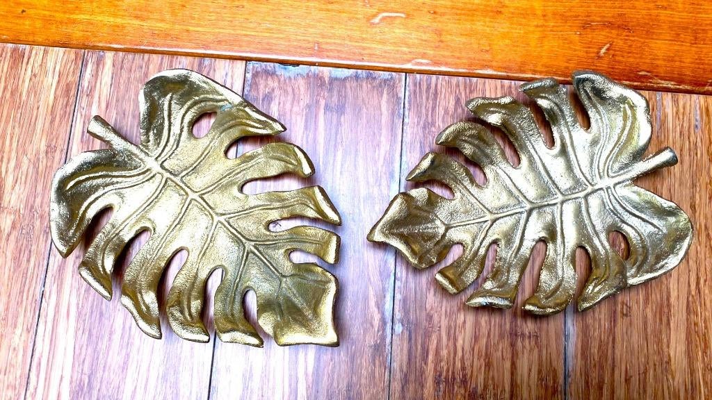 Lot de 2 beaux vide poches en forme de feuille dorée, Maison & Meubles, Enlèvement ou Envoi