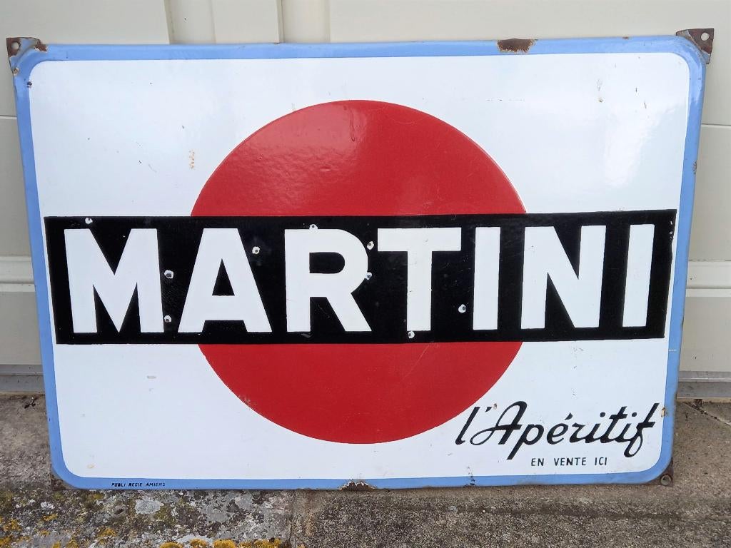 grand panneau d'affichage en émail pour Martini, Enlèvement ou Envoi, Comme neuf, Panneau publicitaire