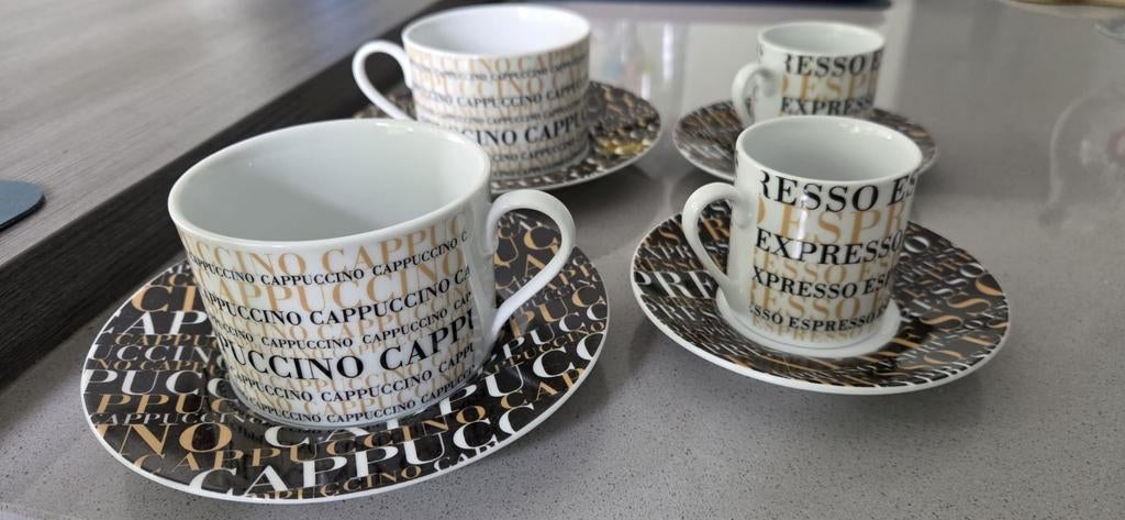 2 cappucino en 2 espresso tassen, Ophalen of Verzenden