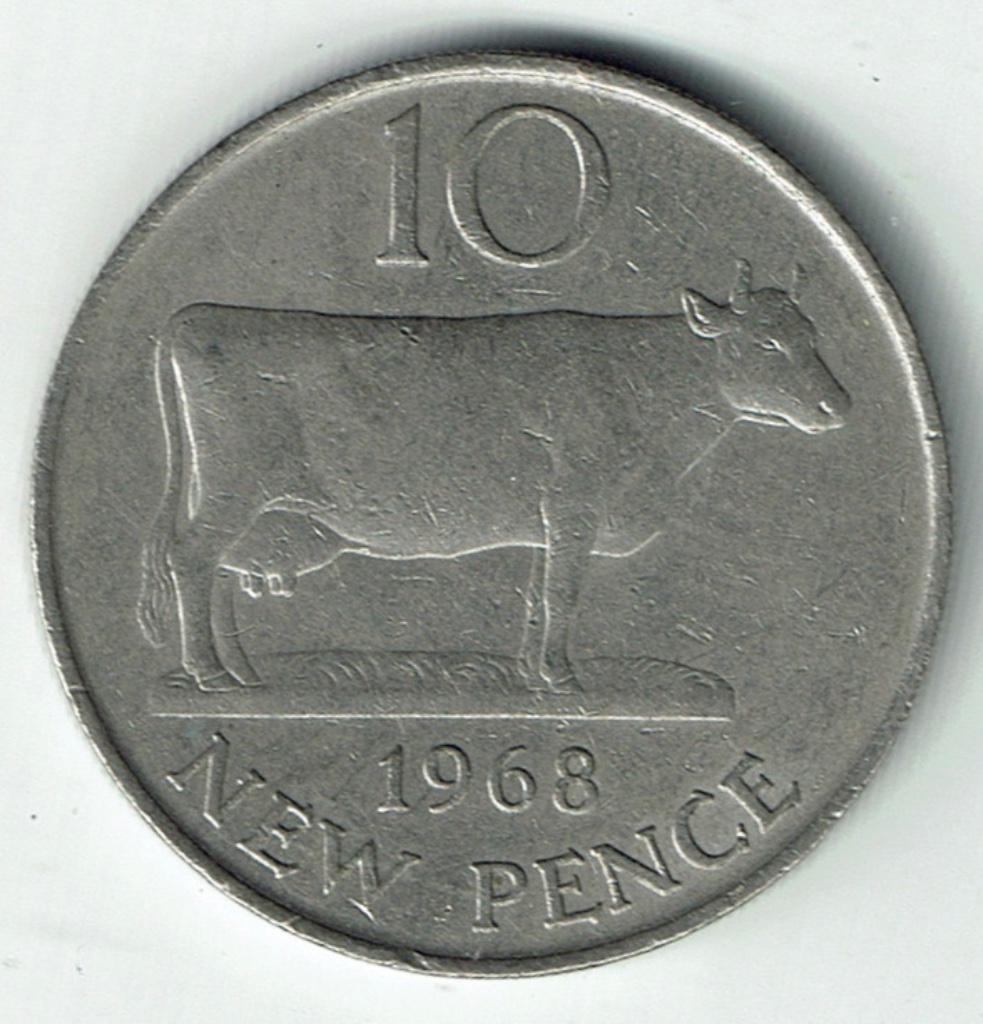 10 new pence 1968 Guernsey, Verzenden, Overige landen, Losse munt