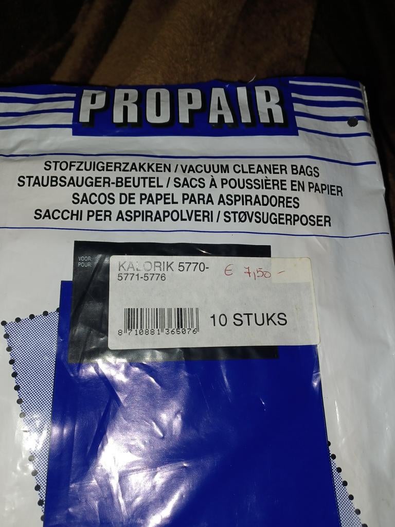 Stofzuiger zakken Kalorik 5770, Ophalen, Stofzuiger