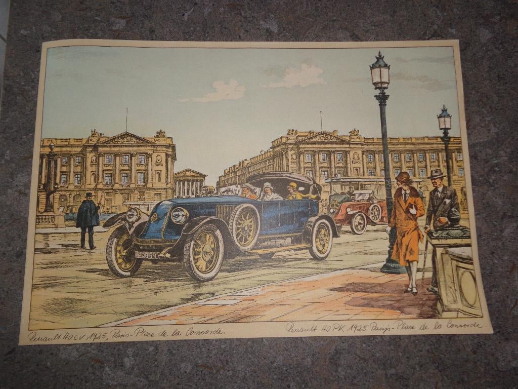 1 ancien poster (affiche) avec voiture Renault de 1925, Collections, Enlèvement