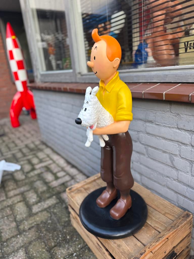 Kuifje met Bobbie beeld, Verzamelen, Ophalen, Kuifje, Zo goed als nieuw, Beeldje of Figuurtje