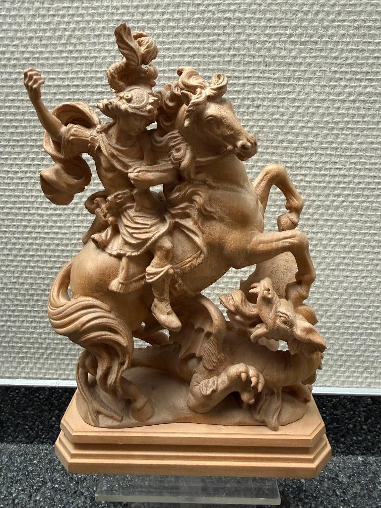 Sculpture sur bois de Saint Georges et le Dragon (Allemand)., Antiquités & Art, Enlèvement ou Envoi