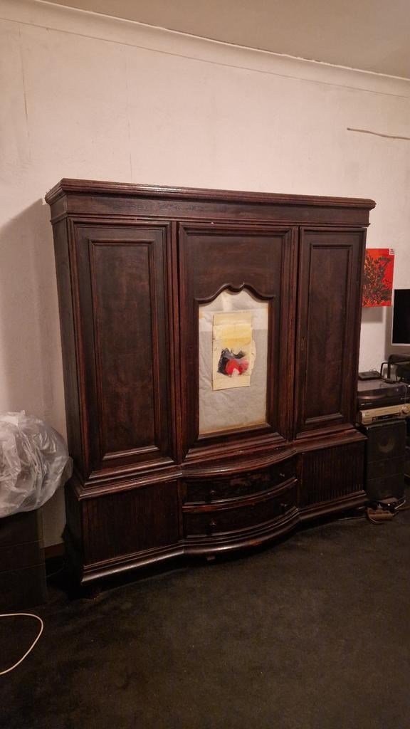 Étagère/penderie ancienne en chêne., Enlèvement