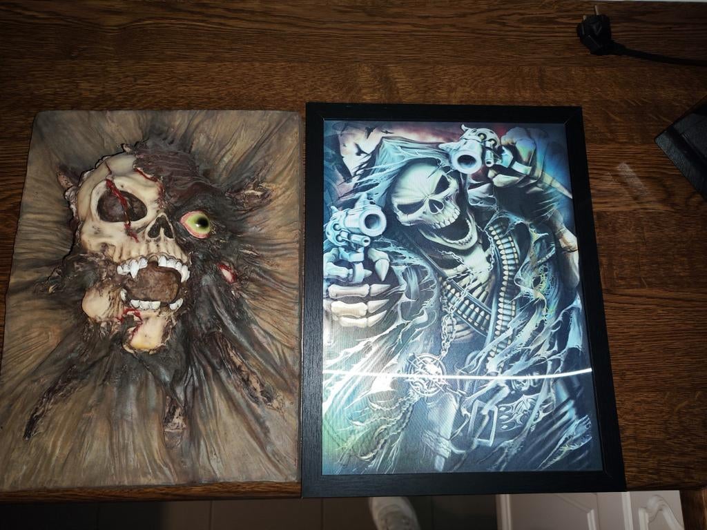 2 cadres avec tête de mort dont un cadre 3D, Enlèvement