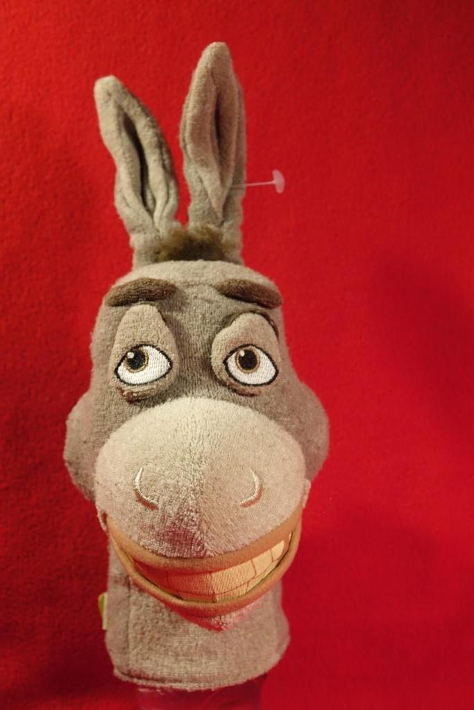 handpop ezel Donkey uit Shrek !, Ophalen of Verzenden, Gebruikt, Film, Actiefiguur of Pop