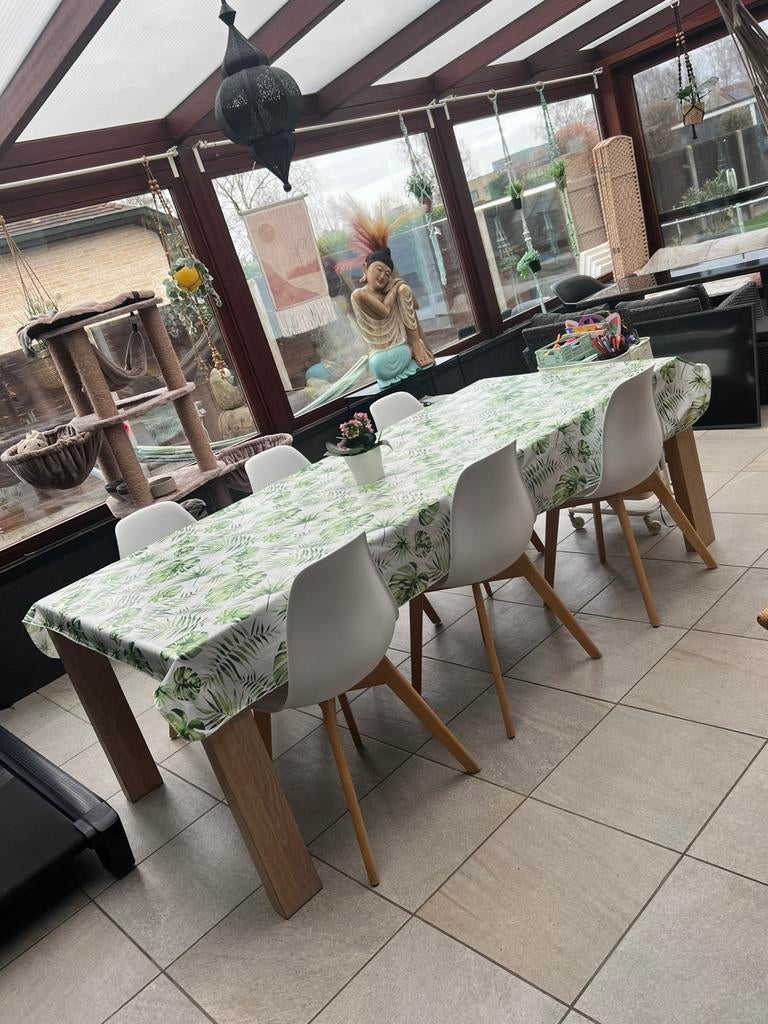 Licht eik eettafel met 6 stoelen, Huis en Inrichting, Tafels | Eettafels, Ophalen, Eikenhout, 50 tot 100 cm, Vijf personen of meer