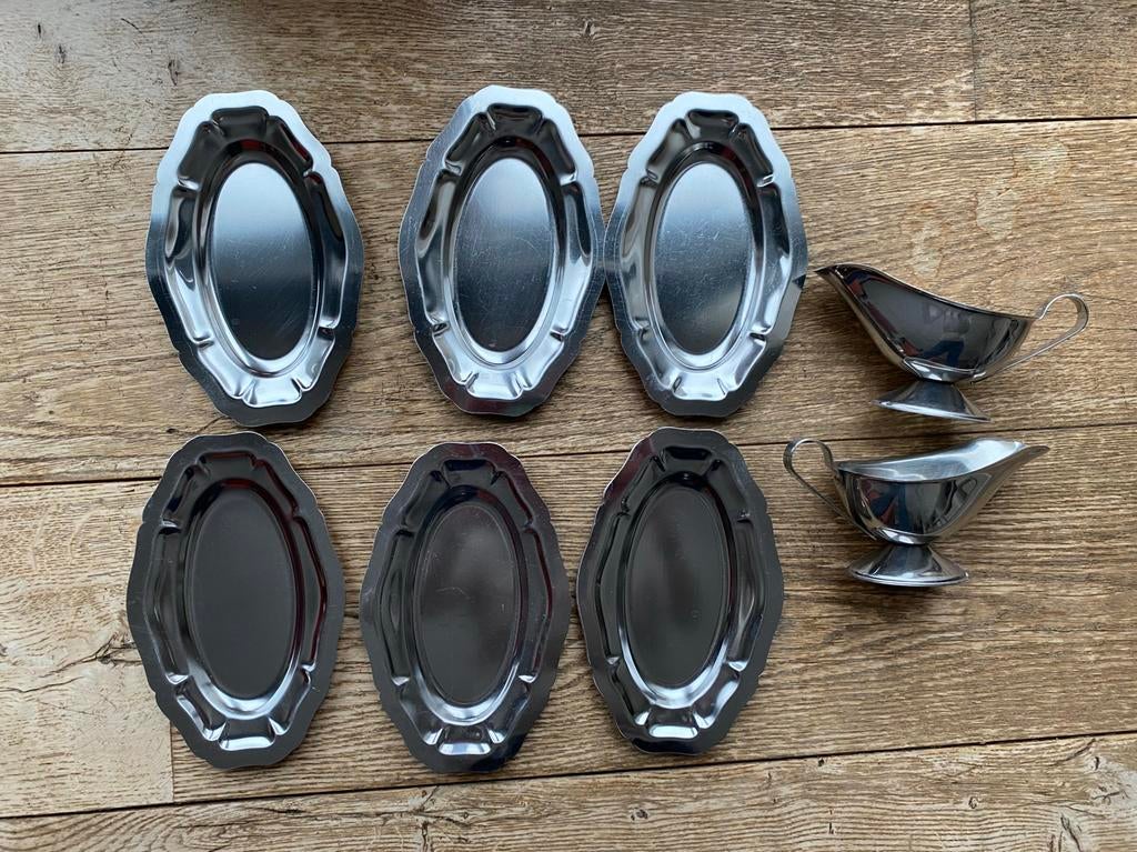 Sauciers et assiettes en acier inoxydable, Enlèvement ou Envoi, Utilisé