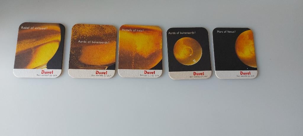 Duvel reeks van 5 bierviltjes expo hannover 2000 "NIEUW", Enlèvement ou Envoi, Neuf, Ustensile