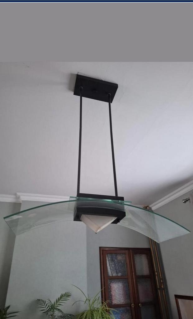 Modern design hanglamp met gebogen glas, industrieel/modern, Ophalen, Gebruikt, Glas