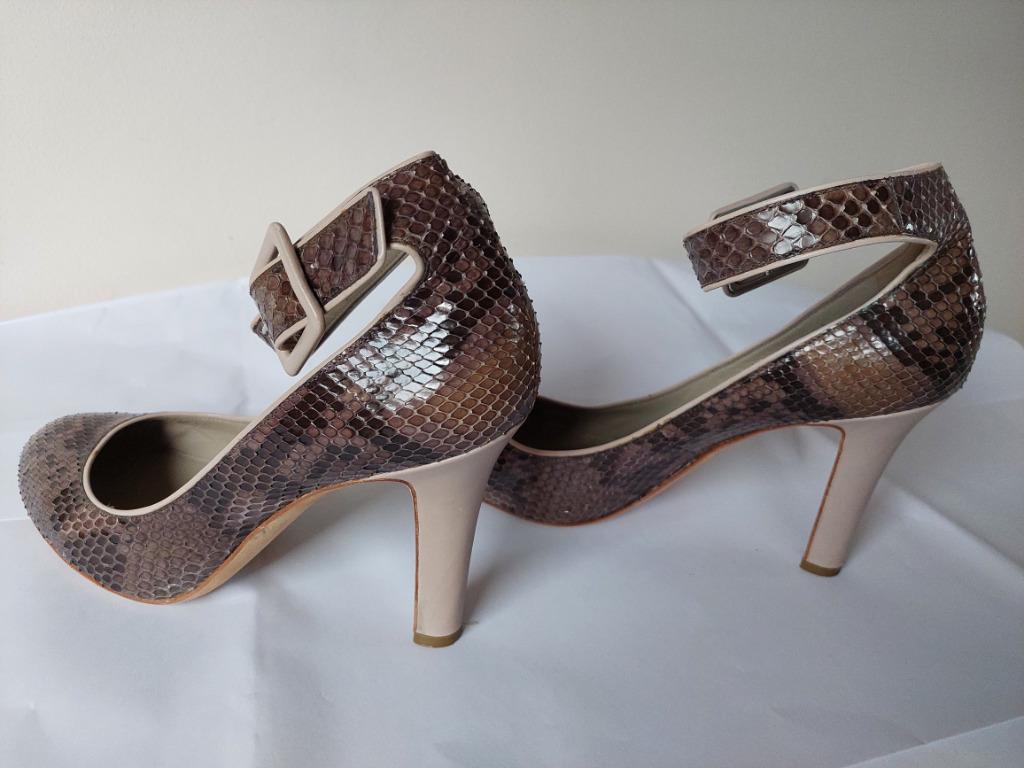 893B* SERGIO ROSSI escarpins snake luxe tout cuir (41), Sergio Rossi, Escarpins, Brun, Porté