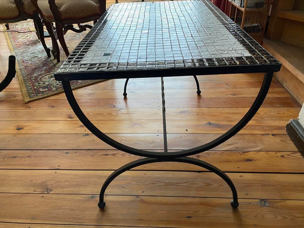 Table de jardin/véranda/salon vintage en céramique, Jardin & Terrasse, Tables de jardin, Enlèvement, Utilisé, Rectangulaire, Métal