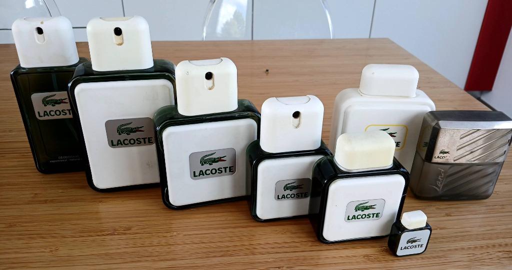 Collection de parfums Lacoste 7 bouteilles, Collections, Enlèvement ou Envoi, Utilisé, Bouteille de parfum