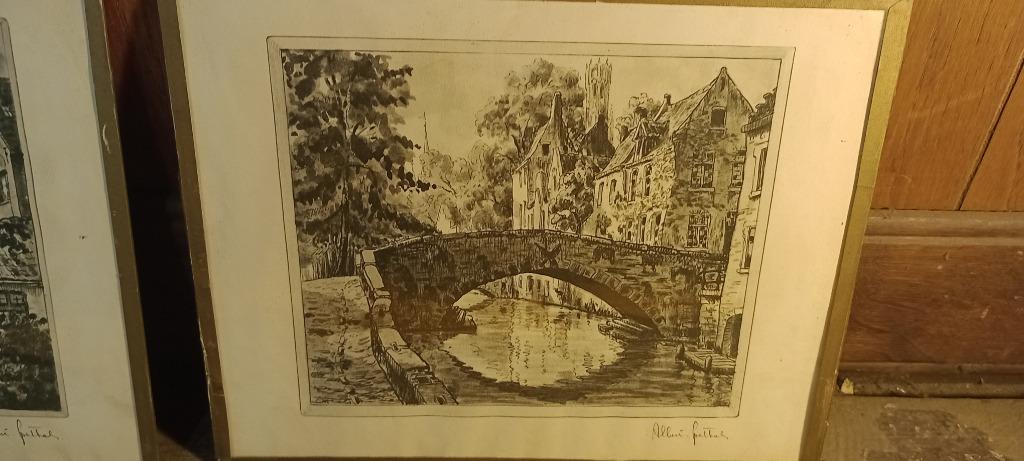 Gravure ALBERT GOETHALS, 30x24, n413, Antiek en Kunst, Kunst | Etsen en Gravures, Ophalen of Verzenden