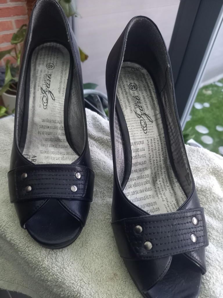 chaussures à bout ouvert pour femmes, Enlèvement ou Envoi, Chaussures à haut talons, Porté, Noir