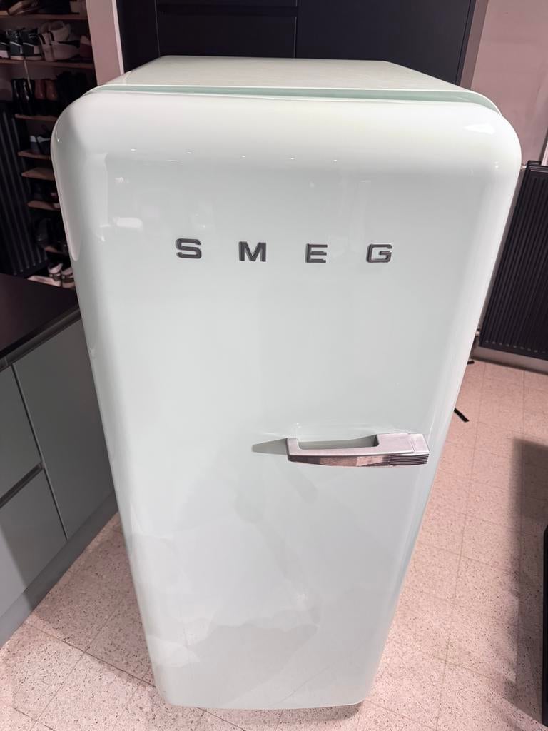 SMEG koelkast pastelgroen, Ophalen, Gebruikt, 200 liter of meer, 60 cm of meer